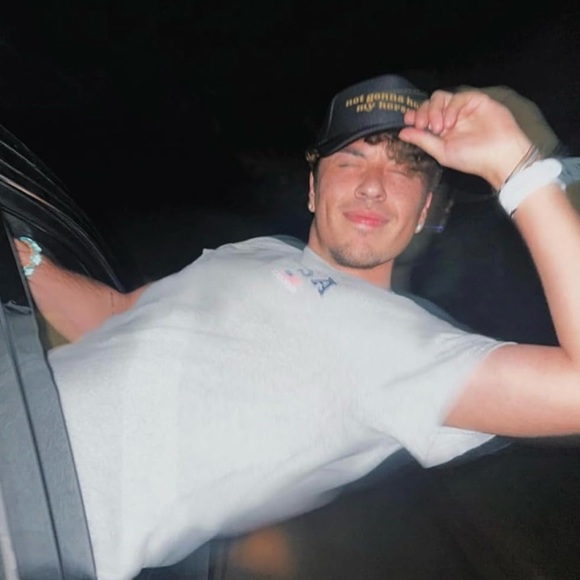 Not Gonna Hold My Horses Black Trucker Hat with Gold Text and Red Hat Pin - Picture 5 of 16